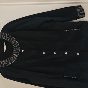 Quacker Factory Black Jacket with Embellished Details